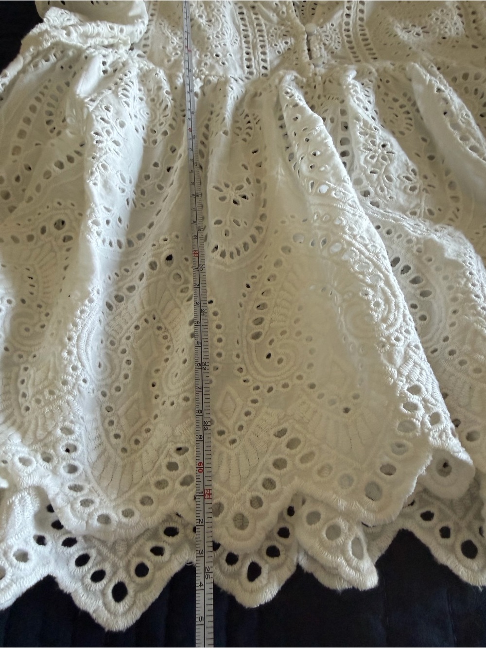 White Eyelet Ruffle Sleeve Women's Top - Picture 7 of 9